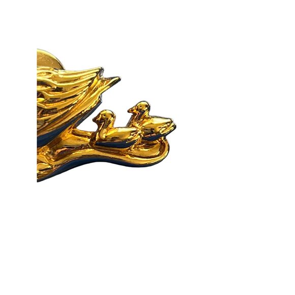 Vintage Avon Pin Brooch Mama Duck 2 Ducklings Swan Clear Rhinestone 1.5" wide - Picture 3 of 5